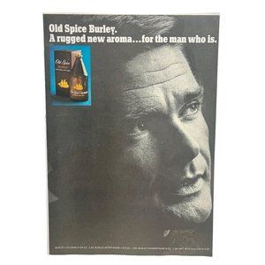 Old Spice Burley Cologne Vintage Print Ad 1968 Mens Face Rugged Aroma